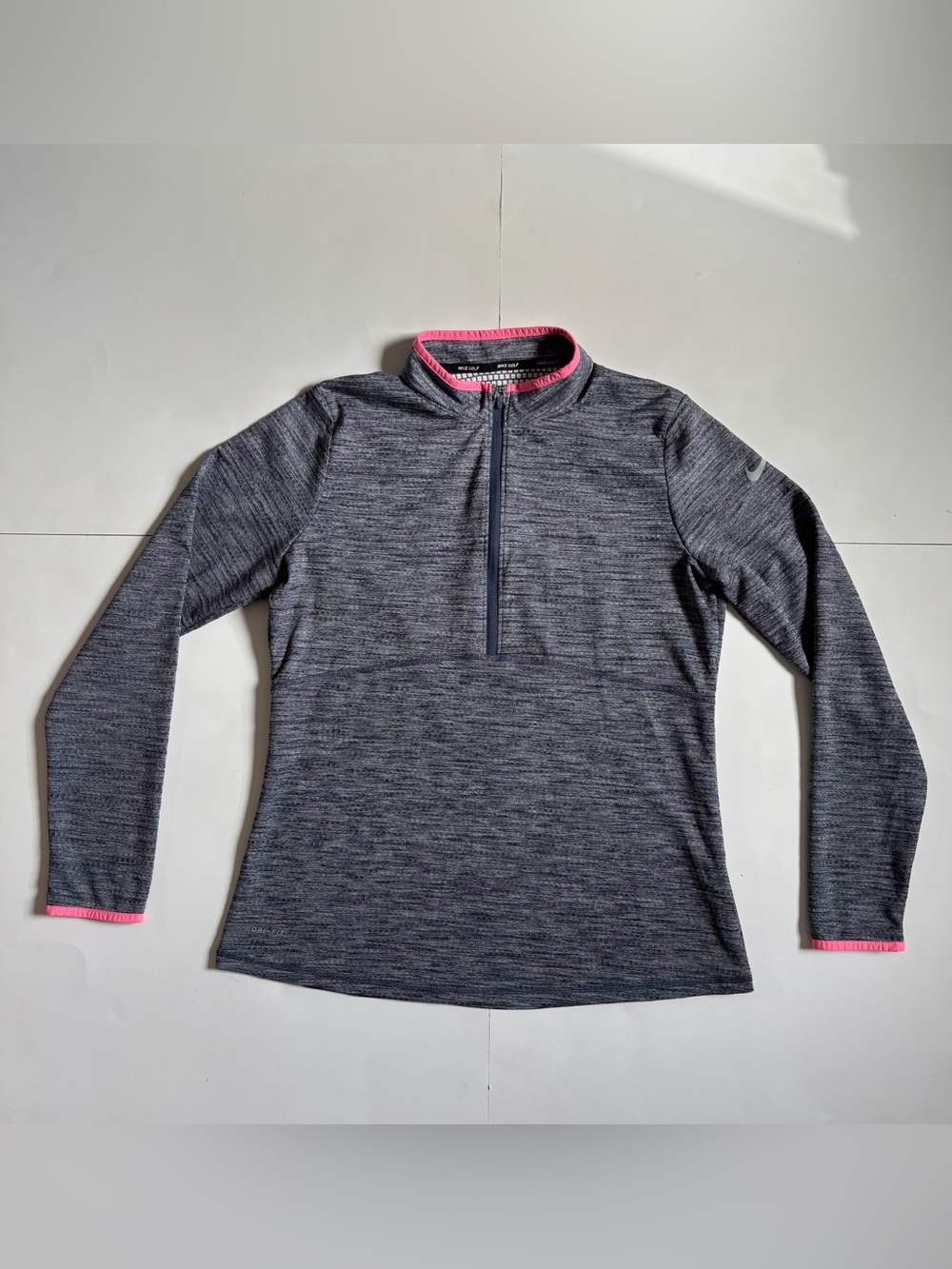 Nike Gray Patterned Dri-FIT Pullover with Pink Trim